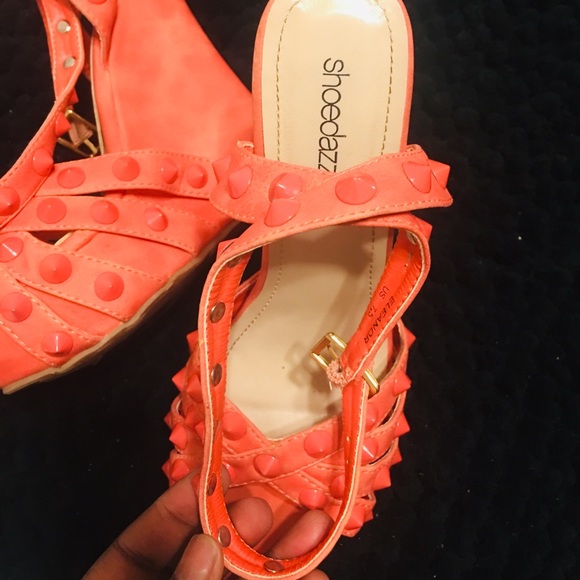 Coral Spiked Wedges ( or Orange, if you prefer ) - Picture 1 of 7